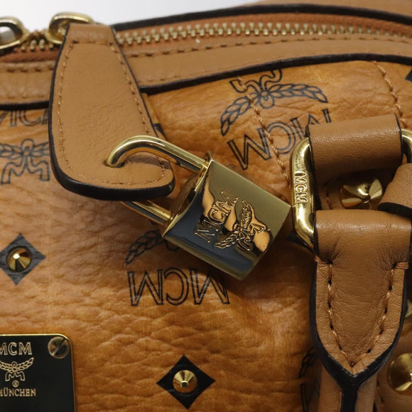 MCM Vicetos Logogram Hand Bag PVC Leather Brown Gold Auth ki5520