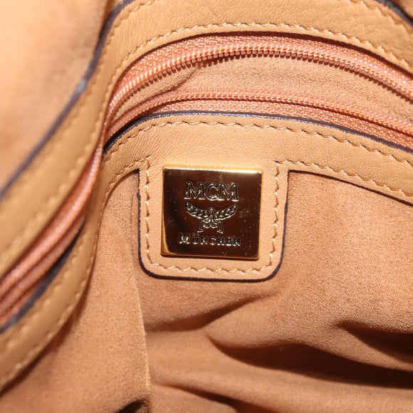 MCM Vicetos Logogram Hand Bag PVC Leather Brown Gold Auth ki5520