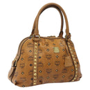 MCM Vicetos Logogram Hand Bag PVC Leather Brown Gold Auth ki5520-1