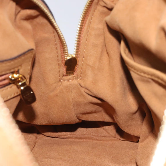 MCM Vicetos Logogram Hand Bag PVC Leather Brown Gold Auth ki5520