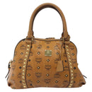 MCM Vicetos Logogram Hand Bag PVC Leather Brown Gold Auth ki5520-13