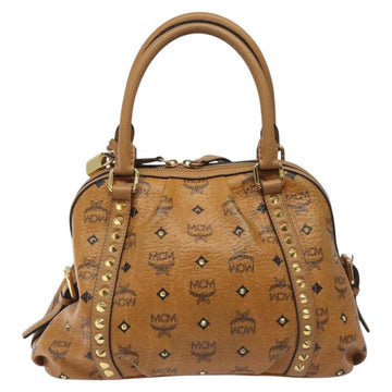 MCM Vicetos Logogram Hand Bag PVC Leather Brown Gold Auth ki5520 - 0