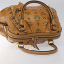 MCM Vicetos Logogram Hand Bag PVC Leather Brown Gold Auth ki5520-6