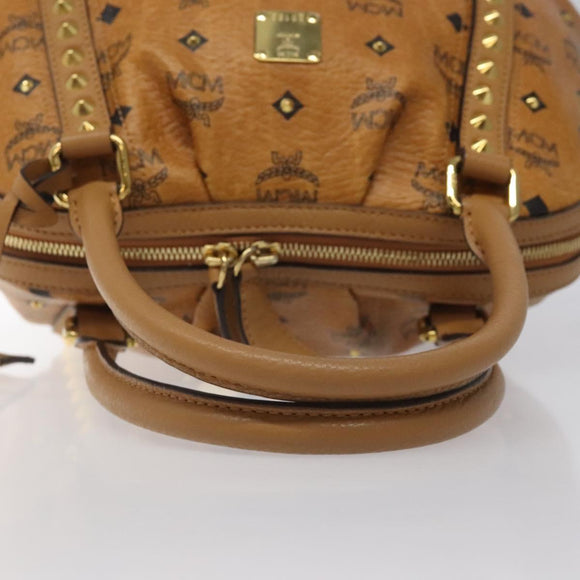 MCM Vicetos Logogram Hand Bag PVC Leather Brown Gold Auth ki5520
