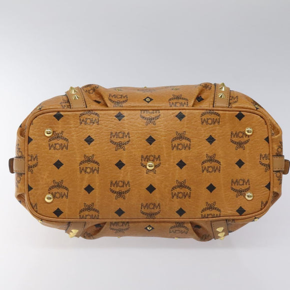 MCM Vicetos Logogram Hand Bag PVC Leather Brown Gold Auth ki5520