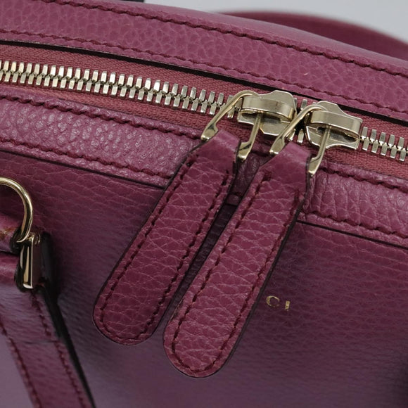 GUCCI Lady Dollar Hand Bag Leather 2way Gold Pink Auth ki5528AV