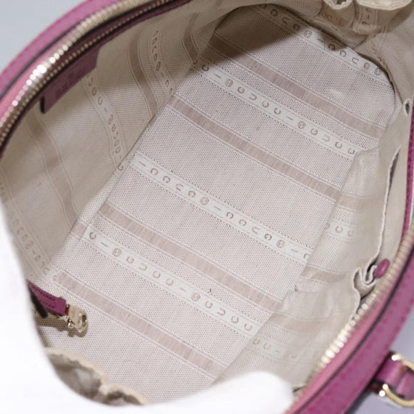 GUCCI Lady Dollar Hand Bag Leather 2way Gold Pink Auth ki5528AV