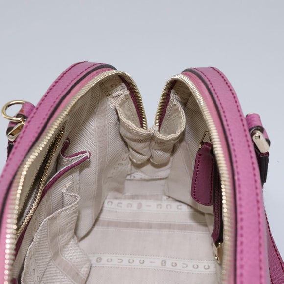GUCCI Lady Dollar Hand Bag Leather 2way Gold Pink Auth ki5528AV