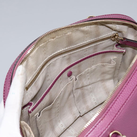 GUCCI Lady Dollar Hand Bag Leather 2way Gold Pink Auth ki5528AV