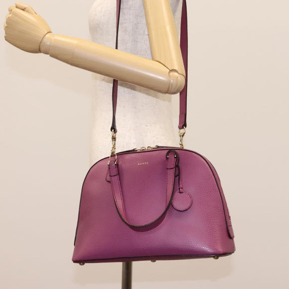 GUCCI Lady Dollar Hand Bag Leather 2way Gold Pink Auth ki5528AV