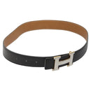HERMES Twotone Constance H Belt Leather 31.1"" Black Auth ki5531-1