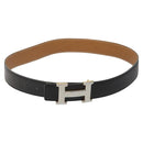 HERMES Twotone Constance H Belt Leather 31.1"" Black Auth ki5531-2