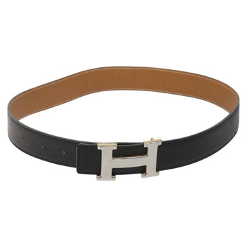 HERMES Twotone Constance H Belt Leather 31.1"" Black Auth ki5531 - 0