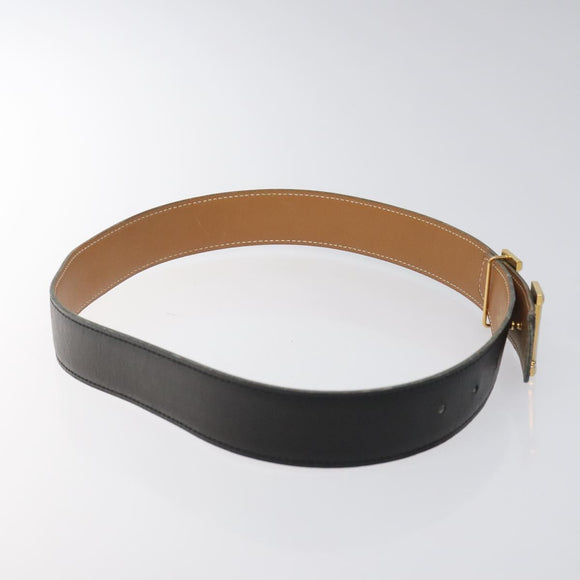 HERMES Twotone Constance H Belt Leather 31.1"" Black Auth ki5531