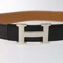 HERMES Twotone Constance H Belt Leather 31.1"" Black Auth ki5531-6