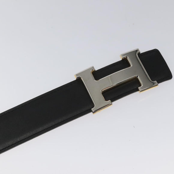 HERMES Twotone Constance H Belt Leather 31.1"" Black Auth ki5531