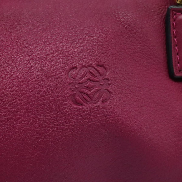 LOEWE Amazonas Mini Boston Bag Leather 2way Pink Gold Auth ki5532V