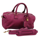 LOEWE Amazonas Mini Boston Bag Leather 2way Pink Gold Auth ki5532V-1