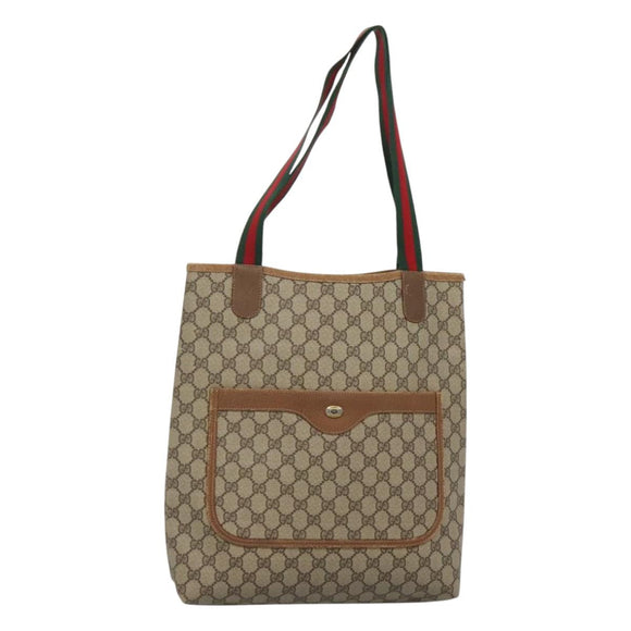 GUCCI GG Supreme Web Sherry Line Bag PVC Beige Green Red 40 02 003 Auth ki5541