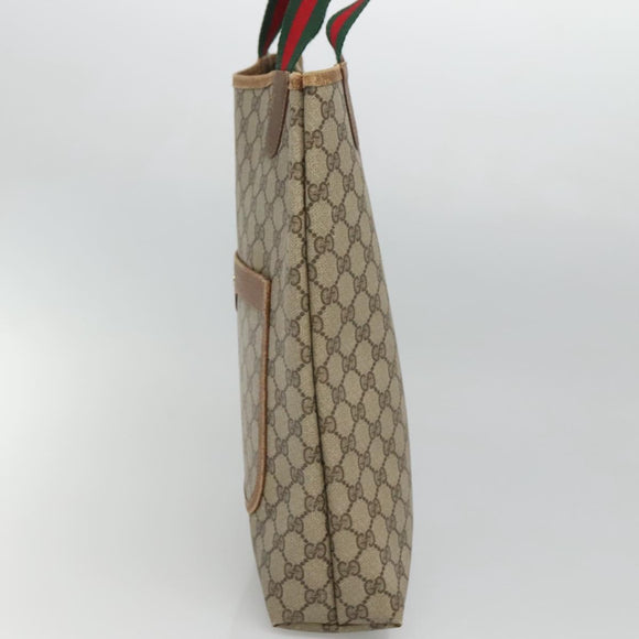 GUCCI GG Supreme Web Sherry Line Bag PVC Beige Green Red 40 02 003 Auth ki5541
