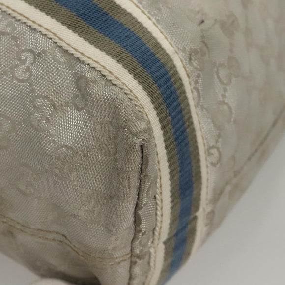 GUCCI GG Canvas Sherry Line Tote Bag Silver Blue 189669 Auth ki5579