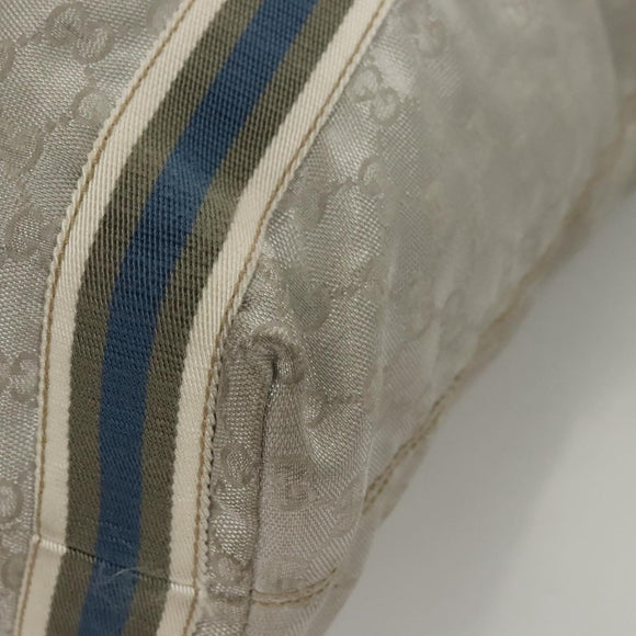 GUCCI GG Canvas Sherry Line Tote Bag Silver Blue 189669 Auth ki5579