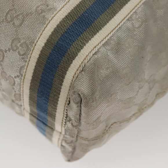 GUCCI GG Canvas Sherry Line Tote Bag Silver Blue 189669 Auth ki5579