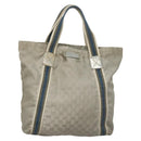 GUCCI GG Canvas Sherry Line Tote Bag Silver Blue 189669 Auth ki5579-13