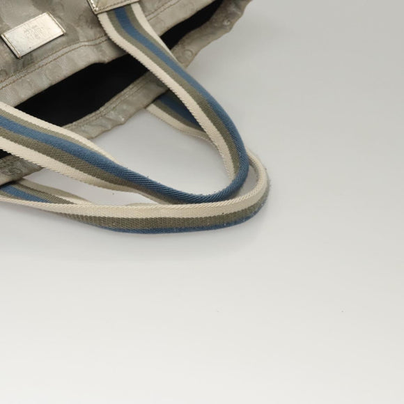 GUCCI GG Canvas Sherry Line Tote Bag Silver Blue 189669 Auth ki5579