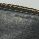 CELINE Trio bag Shoulder Bag Leather Black Gold Auth ki5590-19