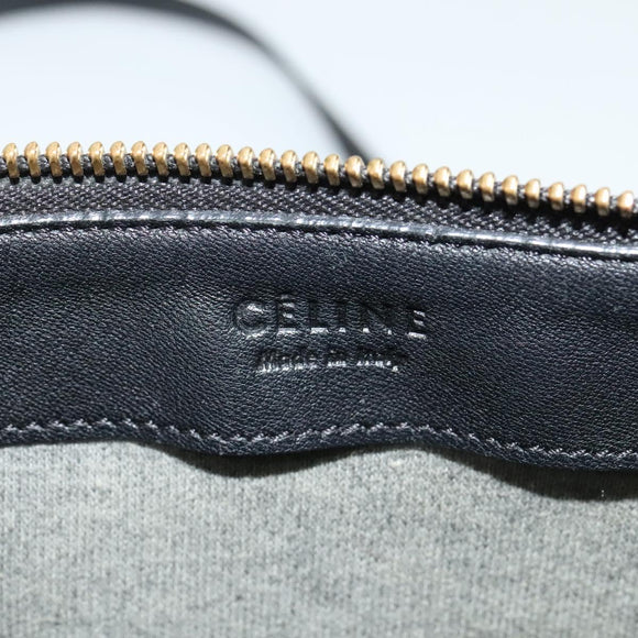 CELINE Trio bag Shoulder Bag Leather Black Gold Auth ki5590