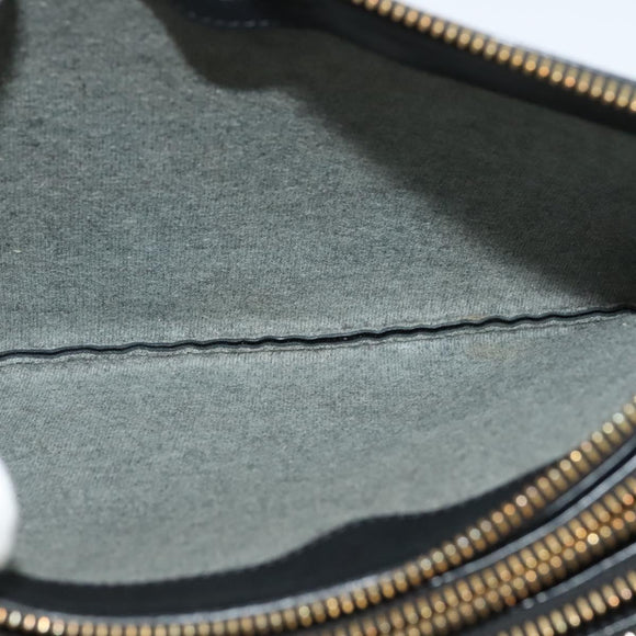 CELINE Trio bag Shoulder Bag Leather Black Gold Auth ki5590