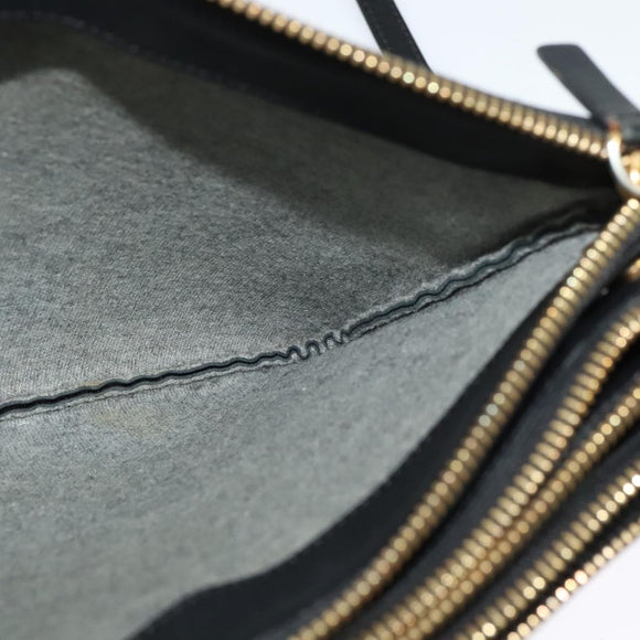 CELINE Trio bag Shoulder Bag Leather Black Gold Auth ki5590