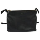 CELINE Trio bag Shoulder Bag Leather Black Gold Auth ki5590-13