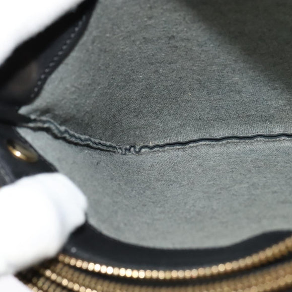 CELINE Trio bag Shoulder Bag Leather Black Gold Auth ki5590