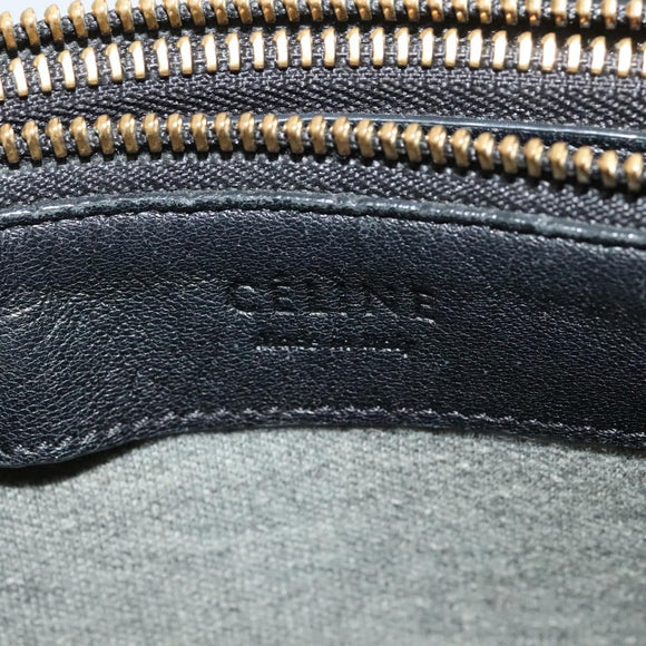 CELINE Trio bag Shoulder Bag Leather Black Gold Auth ki5590