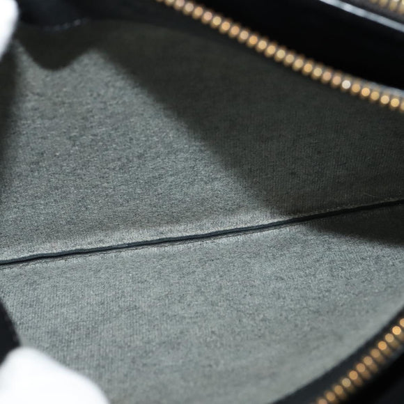 CELINE Trio bag Shoulder Bag Leather Black Gold Auth ki5590