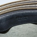 CELINE Trio bag Shoulder Bag Leather Black Gold Auth ki5590-29