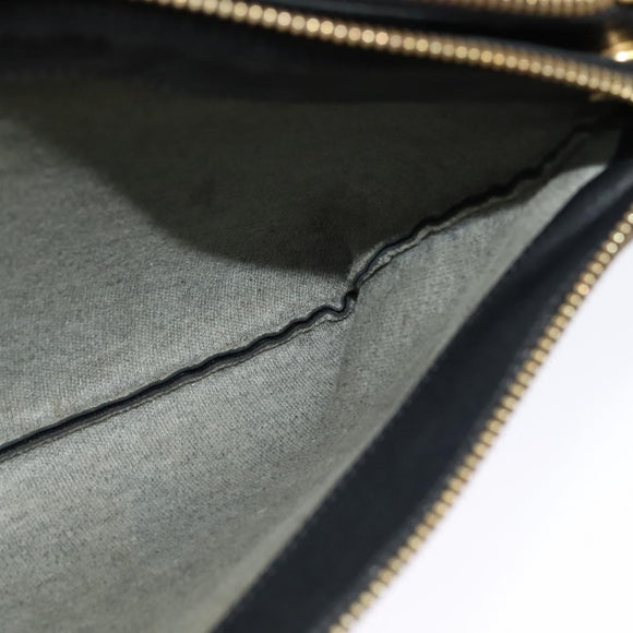 CELINE Trio bag Shoulder Bag Leather Black Gold Auth ki5590