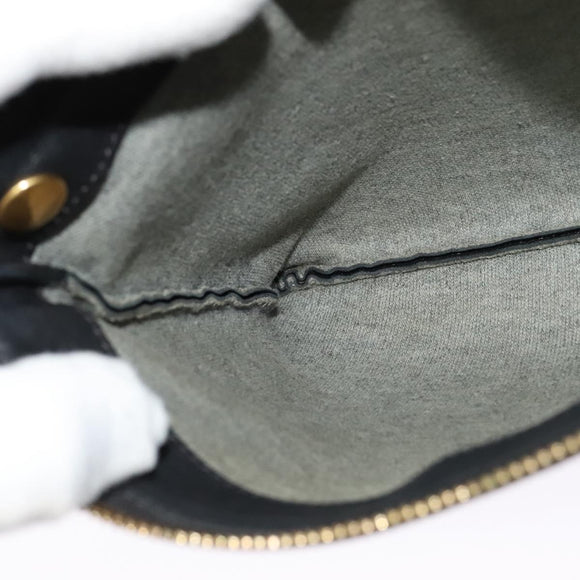 CELINE Trio bag Shoulder Bag Leather Black Gold Auth ki5590