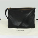 CELINE Trio bag Shoulder Bag Leather Black Gold Auth ki5590-12