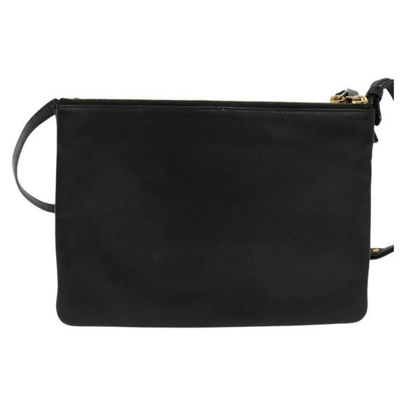 CELINE Trio bag Shoulder Bag Leather Black Gold Auth ki5590