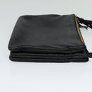 CELINE Trio bag Shoulder Bag Leather Black Gold Auth ki5590-4