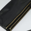 CELINE Trio bag Shoulder Bag Leather Black Gold Auth ki5590-6