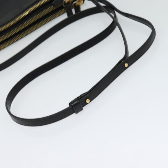 CELINE Trio bag Shoulder Bag Leather Black Gold Auth ki5590