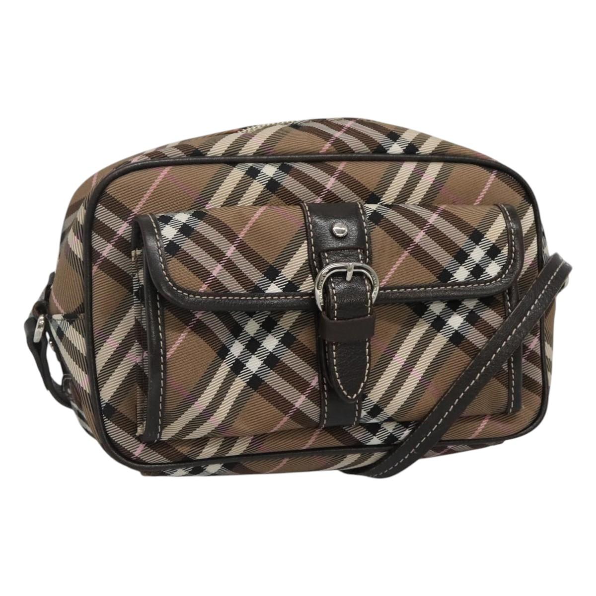BURBERRY Nova Check Blue Label Shoulder Bag Nylon Brown BURBERRY Nova Check Blue Label Shoulder Bag Nylon Brown