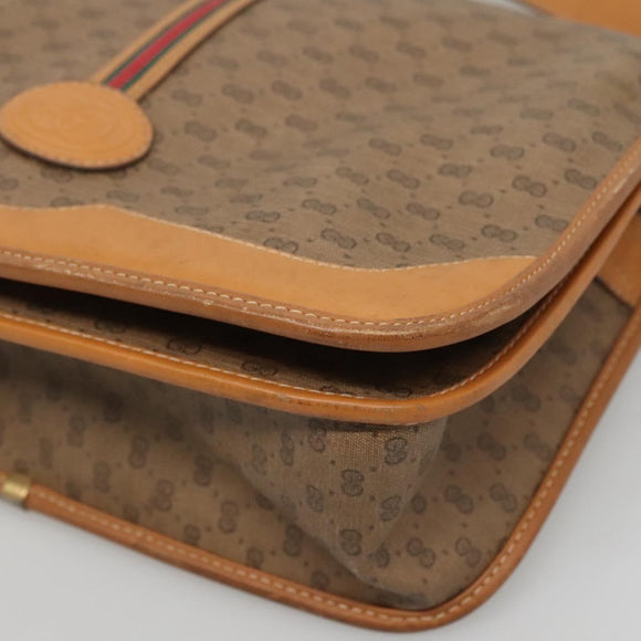 GUCCI Micro GG Supreme Web Sherry Line Shoulder Bag PVC Beige Gold Auth ki5605