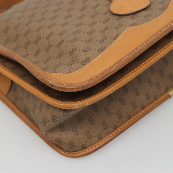 GUCCI Micro GG Supreme Web Sherry Line Shoulder Bag PVC Beige Gold Auth ki5605