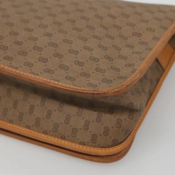 GUCCI Micro GG Supreme Web Sherry Line Shoulder Bag PVC Beige Gold Auth ki5605