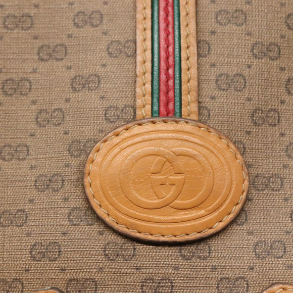 GUCCI Micro GG Supreme Web Sherry Line Shoulder Bag PVC Beige Gold Auth ki5605